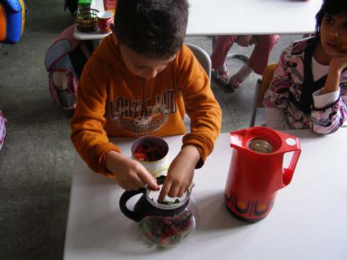 einfüllen in die Kanne